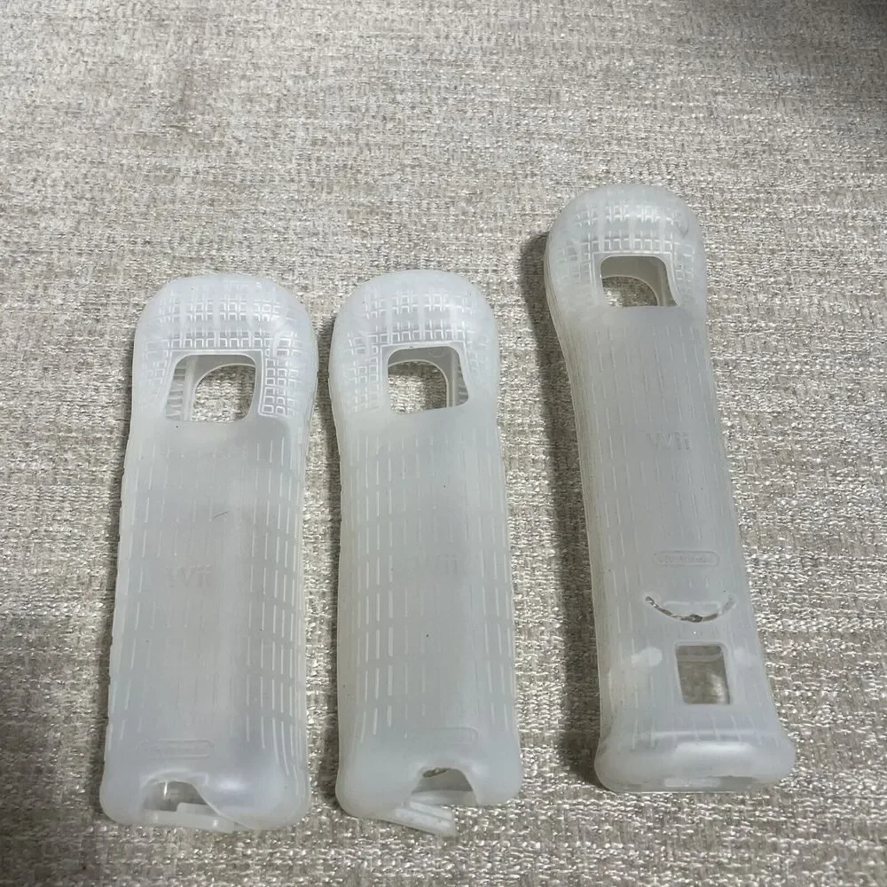 Genuine Nintendo Wii Controller Rubber Silicone Grip Sleeves Clear Lot Of 3